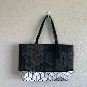 Patrizia Luca Black and Silver Geometric Tote Bag